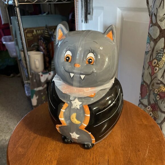 Transpac Little Village Vampire Bat Cookie Canister ~Shelly Comiskey ~ NWOT - Picture 1 of 6